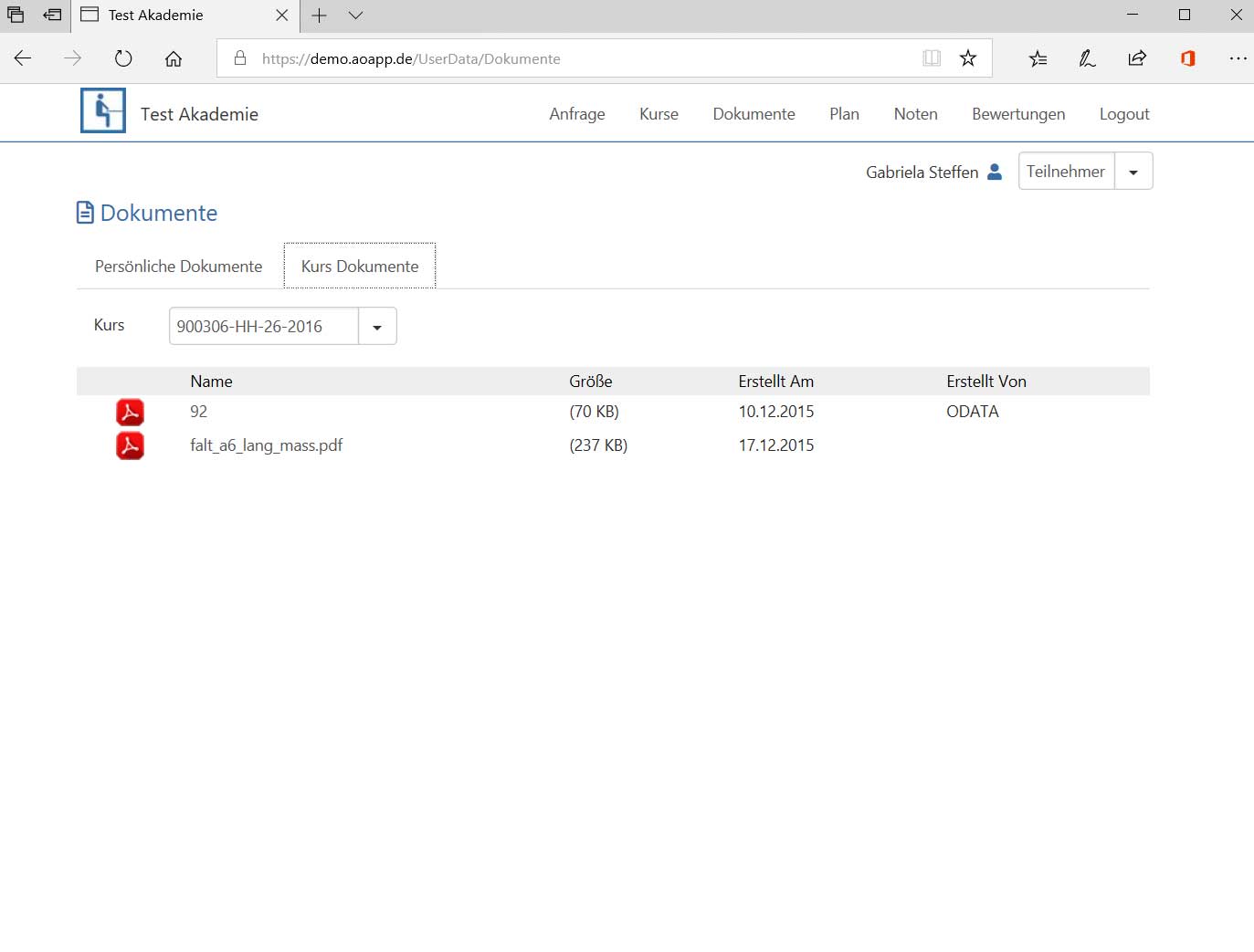 Dokumente für Teilnehmer